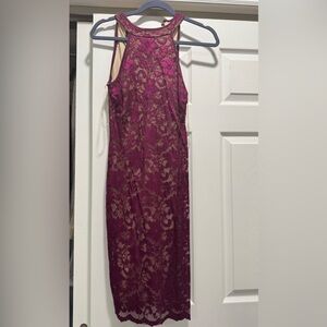 Elegant Lace Sleeveless Dress - Purple